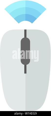 Computer mouse icon in flat color style. Wireless Bluetooth connection Stock Vector