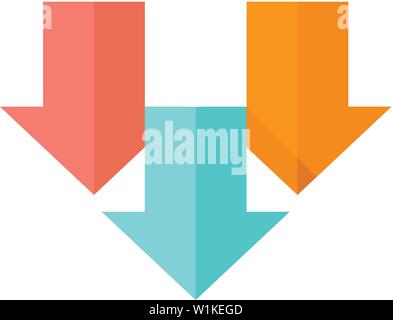 Multiple download arrow icon in flat color style. Stock Vector