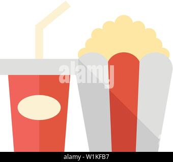 Popcorn icon in flat color style. Movie food snack style theater trend Stock Vector