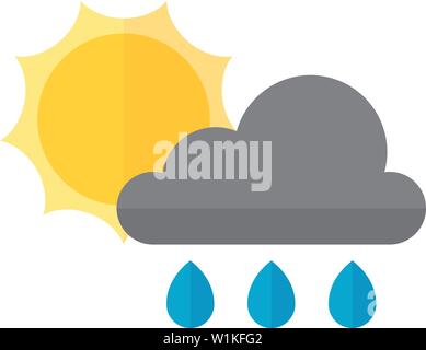 Rainy icon in flat color style. Season forecast monsoon wet meteorology Stock Vector
