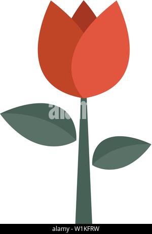 Rose icon in flat color style. Flower plant romantic red Stock Vector