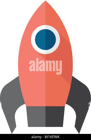Rocket icon in flat color style. Launching, startup, media, idea Stock Vector