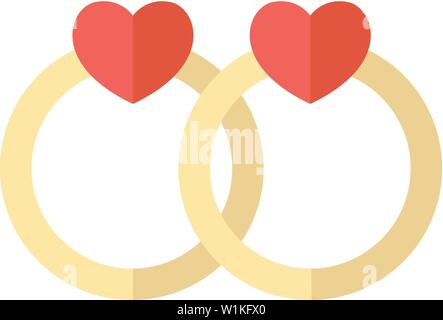 Wedding ring icons in flat color style. Stock Vector