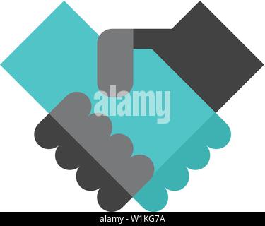 Handshake icon in flat color style. Business people agreement Stock Vector