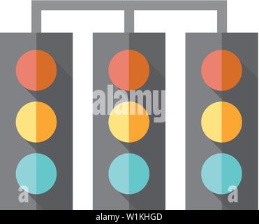 Red light sign icon in flat color style. Traffic road signal stoplight street Stock Vector