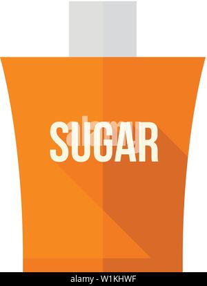Sugar packaging icon with cross sign in flat color style. Stock Vector