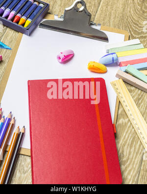 various colorful drawing tools. Mock up Stock Photo