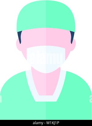 Surgeon icon in flat color style. Medical surgery doctor plastic operation Stock Vector