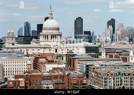 Bird's Eye view of St Paul's Cathedral and the Barbican, from the tate Modern, London UK Stock Photo