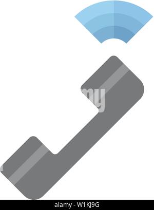 circle line landline telephone icon flat vector isolated on white ...