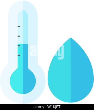 Thermometer icon in flat color style. Medical nature science temperature measure hot humid Stock Vector