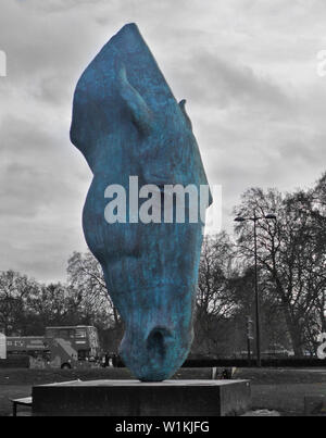 London, England - December 15 2014:   A statue of a Horse's head Stock Photo