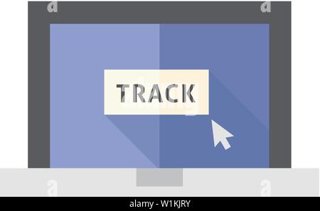 Tracking monitor icon in flat color style. Logistic, locate, courier, delivery Stock Vector