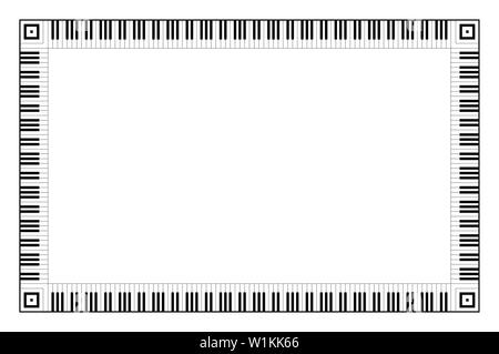 Musical keyboard rectangle frame, made of connected octave patterns. Decorative border, constructed from octaves, black and white piano keyboard keys. Stock Photo