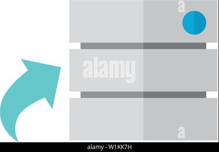Database icon in flat color style. Hardisk, upload, file, server, web hosting Stock Vector