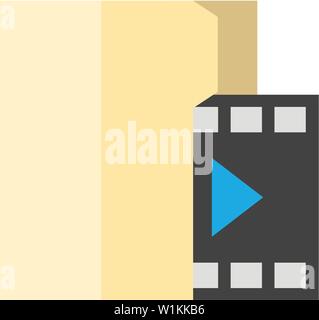 Movie folder icon in flat color style. Computer files cinema media player Stock Vector