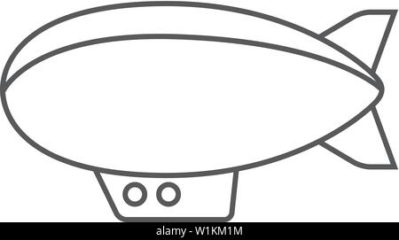 Airship icon in thin outline style. Hot air balloon zeppelin Stock Vector