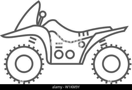 All terrain vehicle icon in thin outline style. Rally offroad desert extreme sport outdoor Stock Vector