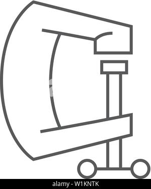 Clamp tool icon in thin outline style. Industrial mechanic repair construction building automotive Stock Vector