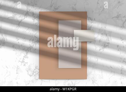 Paper sheet and Business card Mockup with shadow Stock Vector