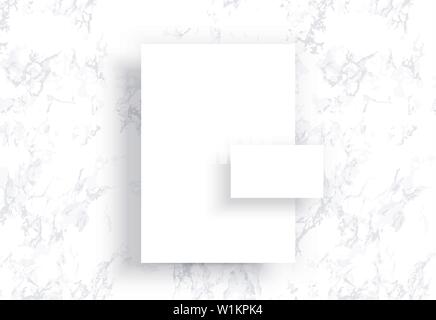Paper sheet and Business card Mockup with shadow Stock Vector