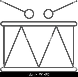 Drums icon in outline style isolated on white background. Musical ...