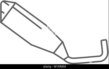 Motorcycle exhaust icon in thin outline style. Automotive transportation parts machine repair Stock Vector