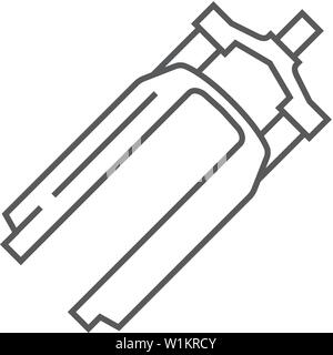 Bicycle suspension fork icon in thin outline style. Sport transportation spare part steering wheel Stock Vector
