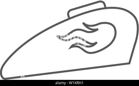 Motorcycle gas tank icon in thin outline style. Automotive engine fuel gasoline petrol power Stock Vector