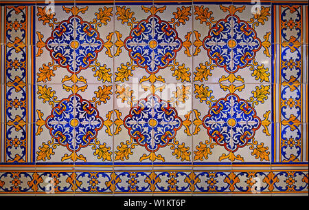 Multicolored patterned tile in spanish style, Malaga, Spain Stock Photo