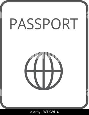 Passport icon in thin outline style. Nationality identity people identify Stock Vector