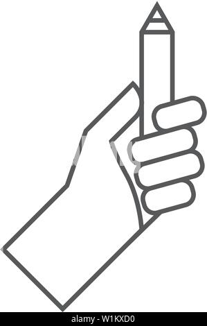 Pencil measure icon in thin outline style. Painting, scaling, artist Stock Vector