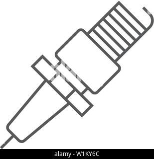 Spark plug icon in thin outline style. Motorcycle parts Stock Vector