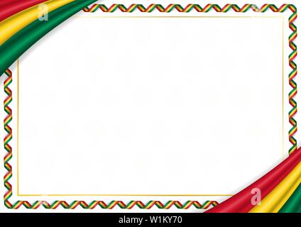 Border made with Ghana national colors. Template elements for your certificate and diploma. Horizontal orientation. Vector Stock Vector