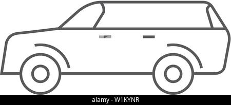 Car icon in thin outline style. Sport vehicle offroad 4x4 luxury Stock Vector