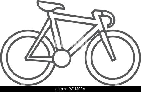 Track bike icon in thin outline style. Bicycle racing road velodrome sport competition Olympic Stock Vector