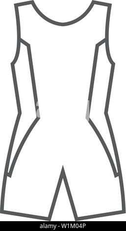 Triathlon suit icon in thin outline style. Sport cycling swimming running Stock Vector