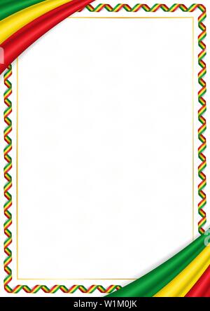 Border made with Ethiopia national colors. Template elements for your certificate and diploma. Horizontal orientation. Vector Stock Vector