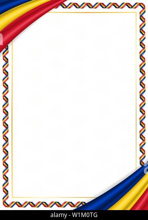 Horizontal frame and border with colors of Romania flag, template ...