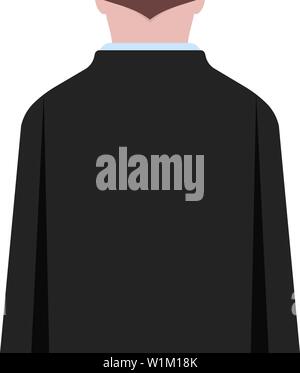 man in black suit back view on white background Stock Vector