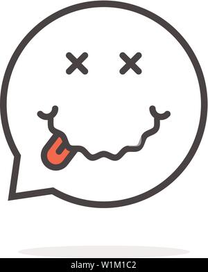 thin line drunk emoji speech bubble logo Stock Vector