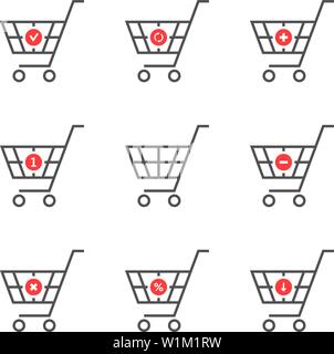 set of black thin line shopping cart logo Stock Vector