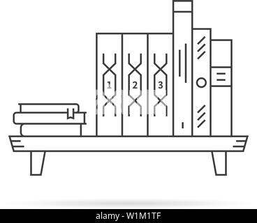 thin line black book shelf on white Stock Vector