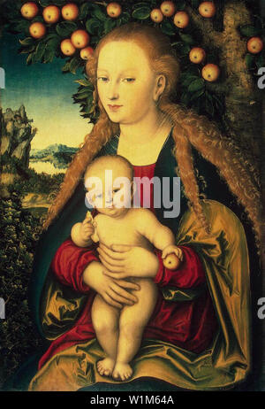 Lucas Cranach the Elder - Virgin Child Under An Apple Tree 1530 Stock Photo