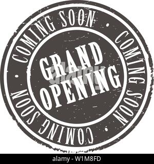 grungy round rubber stamp with text GRAND OPENING and COMING SOON vector illustration Stock Vector