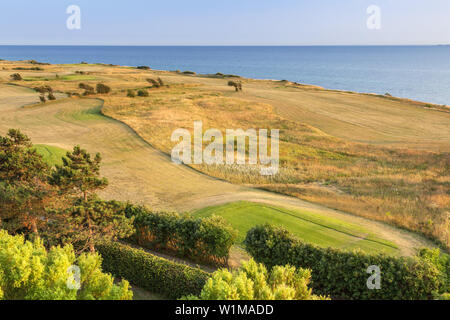View over the golf course by the Baltic Sea in Skjoldnæs, Island Ærø, South Funen Archipelago, Danish South Sea Islands, Southern Denmark, Denmark, Sc Stock Photo
