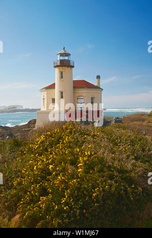 Historic Coquille River Lighthouse , Bullards Beach State Park near Bandon , Oregon , USA Stock Photo