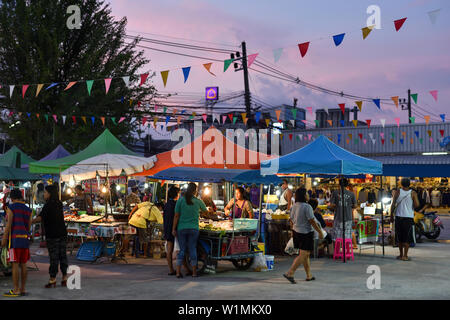 food market in Phuket in the evening, Thailand Stock Photo