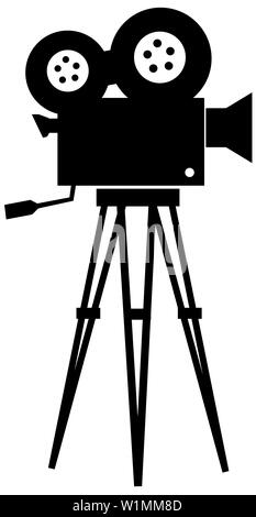 movie retro cinematography object cinema silhouette  movie tripod Stock Photo