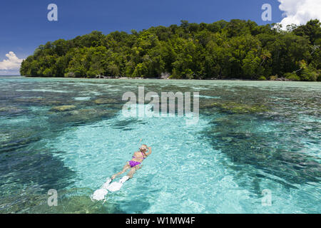 Snorkeling at Solomon Islands, Marovo Lagoon, Solomon Islands Stock Photo